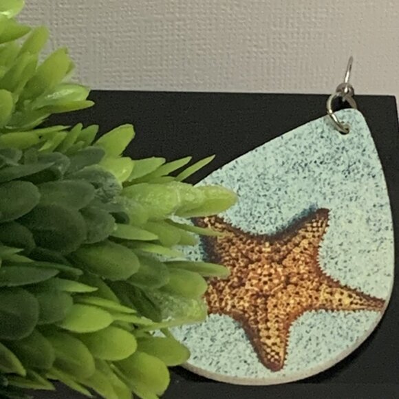 Turquoise Earring, Starfish Earring, Beach Earring, Gift Idea, Nautical Earring - Picture 3 of 7
